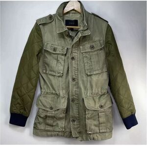 J CREW  Quilted  Boyfriend Fatigue Military Jacket‎ Women's Size Small